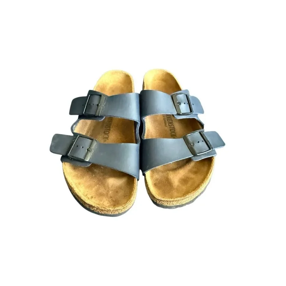 Birkenstock Mens Navy Blue Arizona Birko-Flor Casual Slip On Slide Sandals Sz 8
